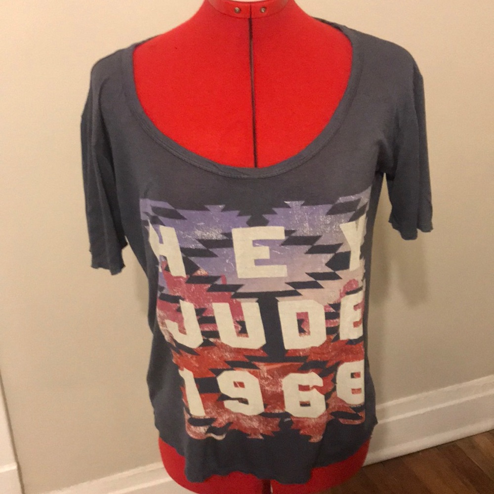 Grey t shirt with “ Hey Jude 1968”